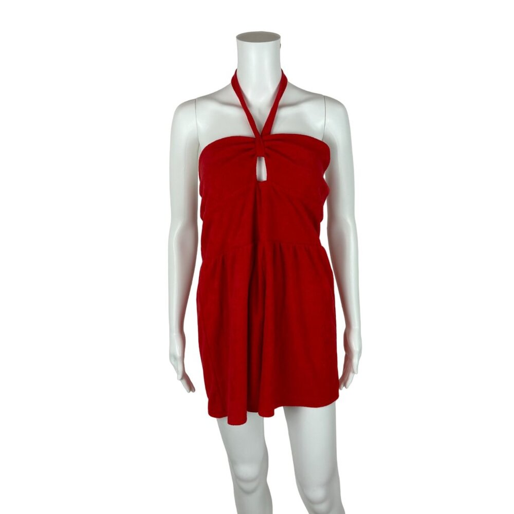 Wild Fable Romper Women's Large Red Terry Cloth Halter Neck Playsuit